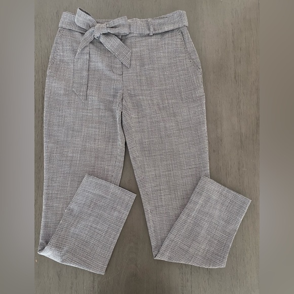 Karl Lagerfeld Pants - Karl Lagerfeld Gray Textured Tie-Waist Trousers